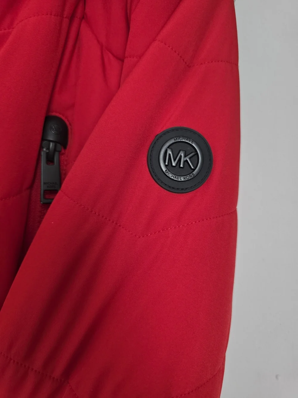 Michael Kors Red Puffer Jacket Belted Hooded M RRP $350 EUC